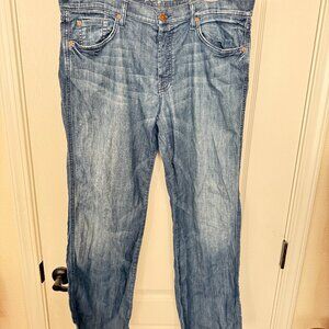 $389 Authentic 7 For ALL MANKIND Made in USA Men’s Button Fly Jeans Sz.34(35X29)